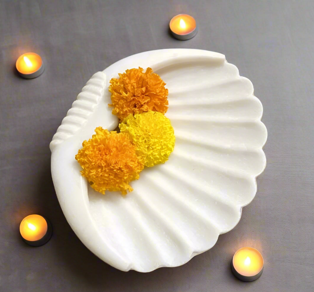 Marble Shell urli/Tray/Plate/Home Decor for Fruits/Sweets/Snacks/Tea Lights, big